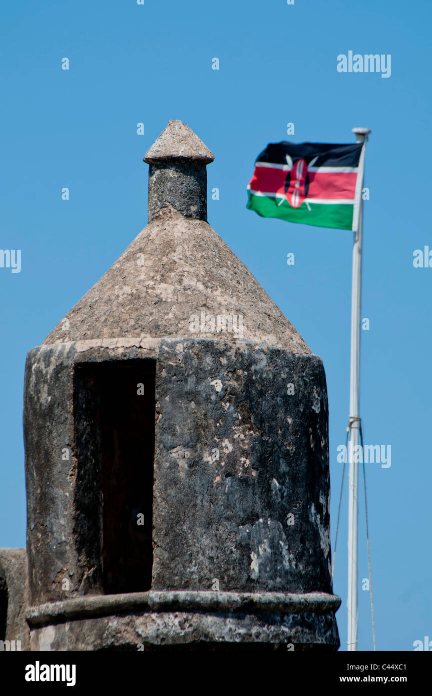 Africa orientale, Kenya Mombasa, il lungomare, il porto, il Fort Jesus, storica città vecchia, landmark, simbolo coloniale, castello, fort Foto Stock