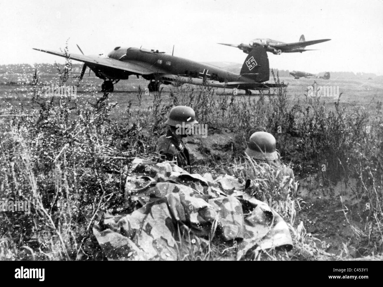 Campo tedesca air-strip durante il combattimento in Polonia, 1939 Foto Stock