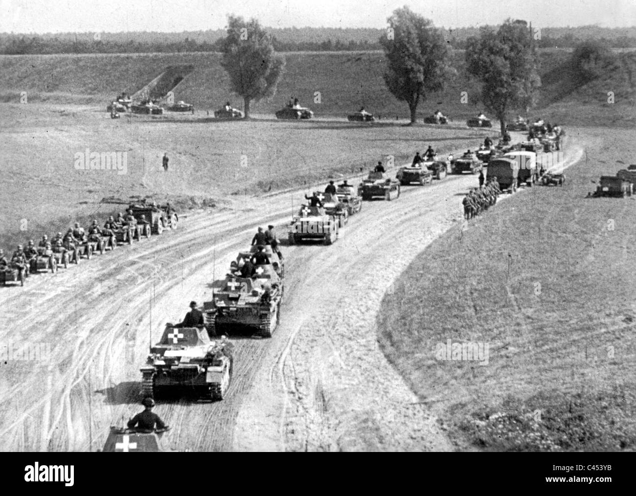 Tedesco serbatoio convoglio in Polonia, 1939 Foto Stock