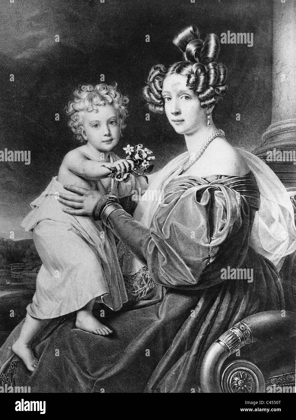 L'arciduchessa Sophie con suo figlio arciduca Franz Joseph, 1832 Foto Stock
