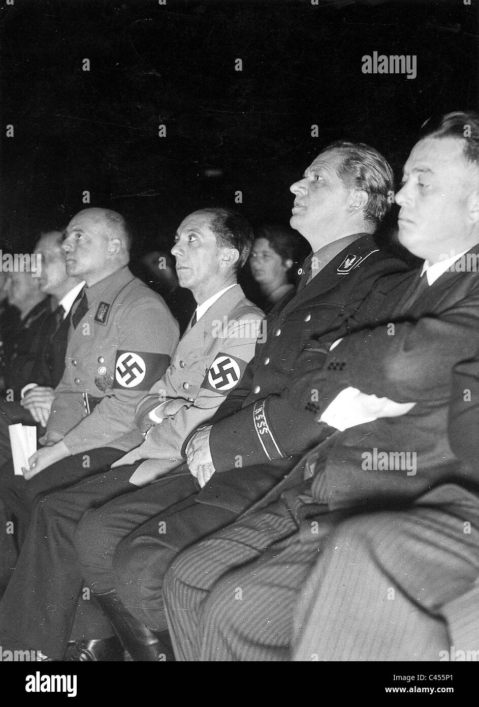 Marschler, Hanns Johst, Joseph Goebbels, Fritz Saukel sulla "Settimana del libro in tedesco", 1936 Foto Stock