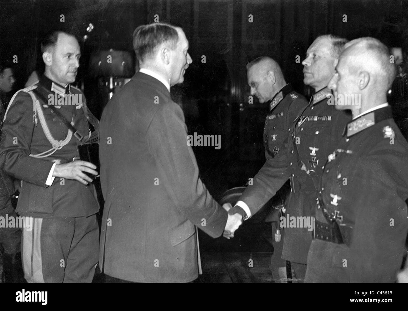 Rudolf Schmundt, Adolf Hitler, Franz Halder, Heinz Guderian e Hermann Hoth, 1939 Foto Stock