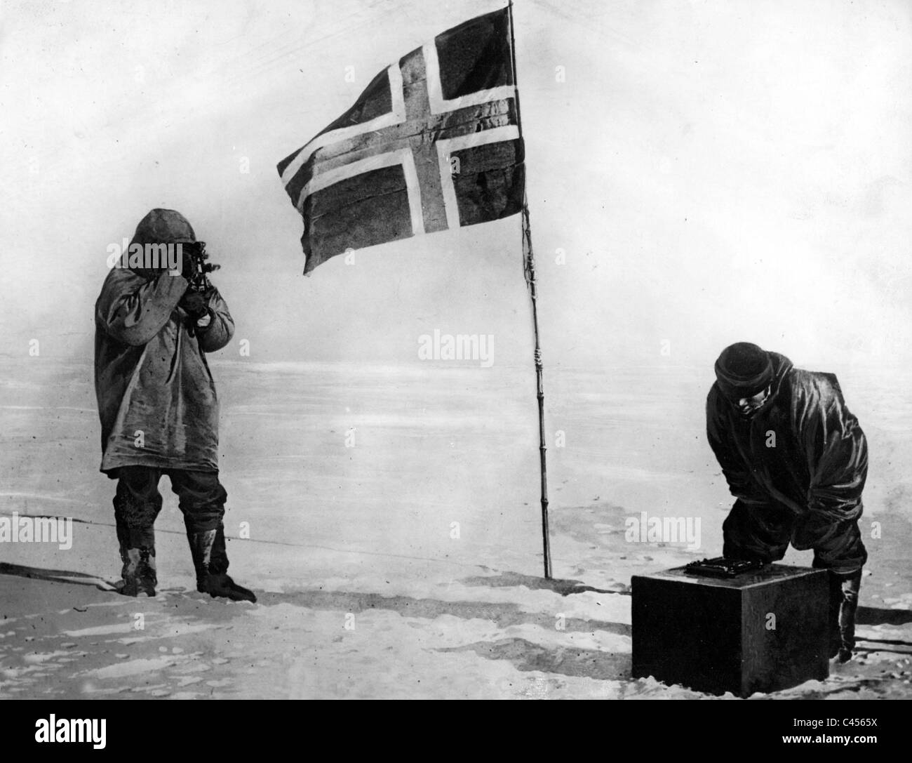 Bandiera norvegese al Polo Sud, 1911 Foto Stock