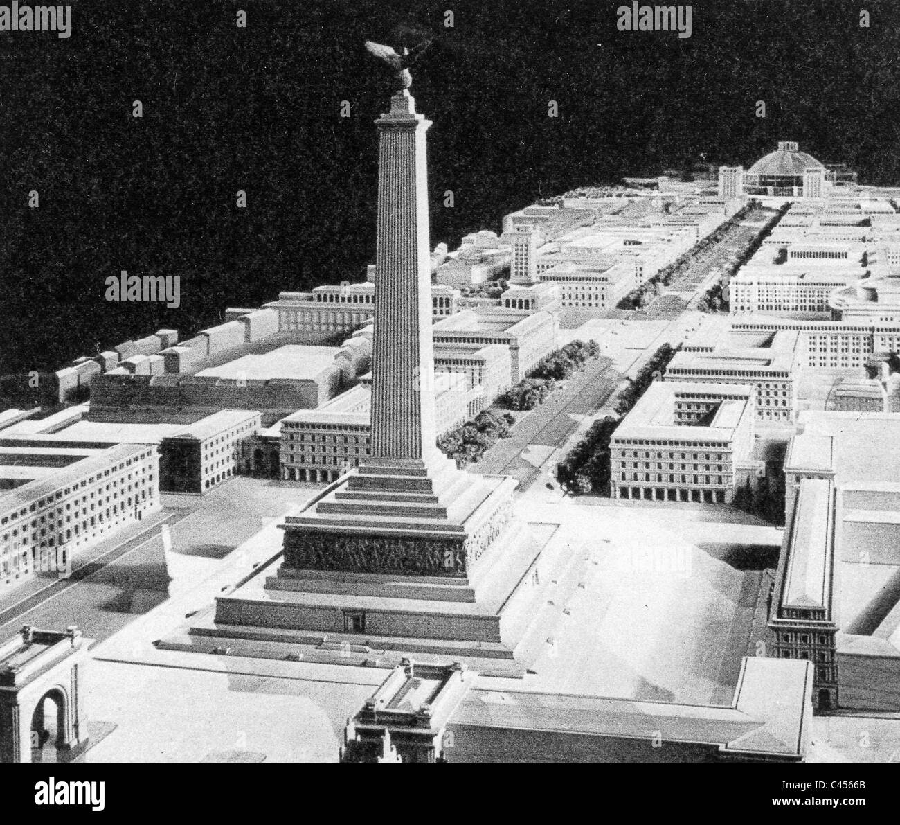 Modello del previsto boulevard di Monaco di Baviera con la Denkmal der Bewegung (monumento del movimento) Foto Stock
