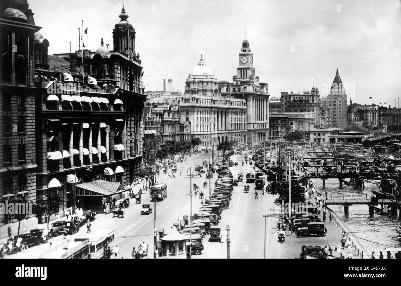 Il Bund a Shanghai nei primi anni trenta Foto Stock