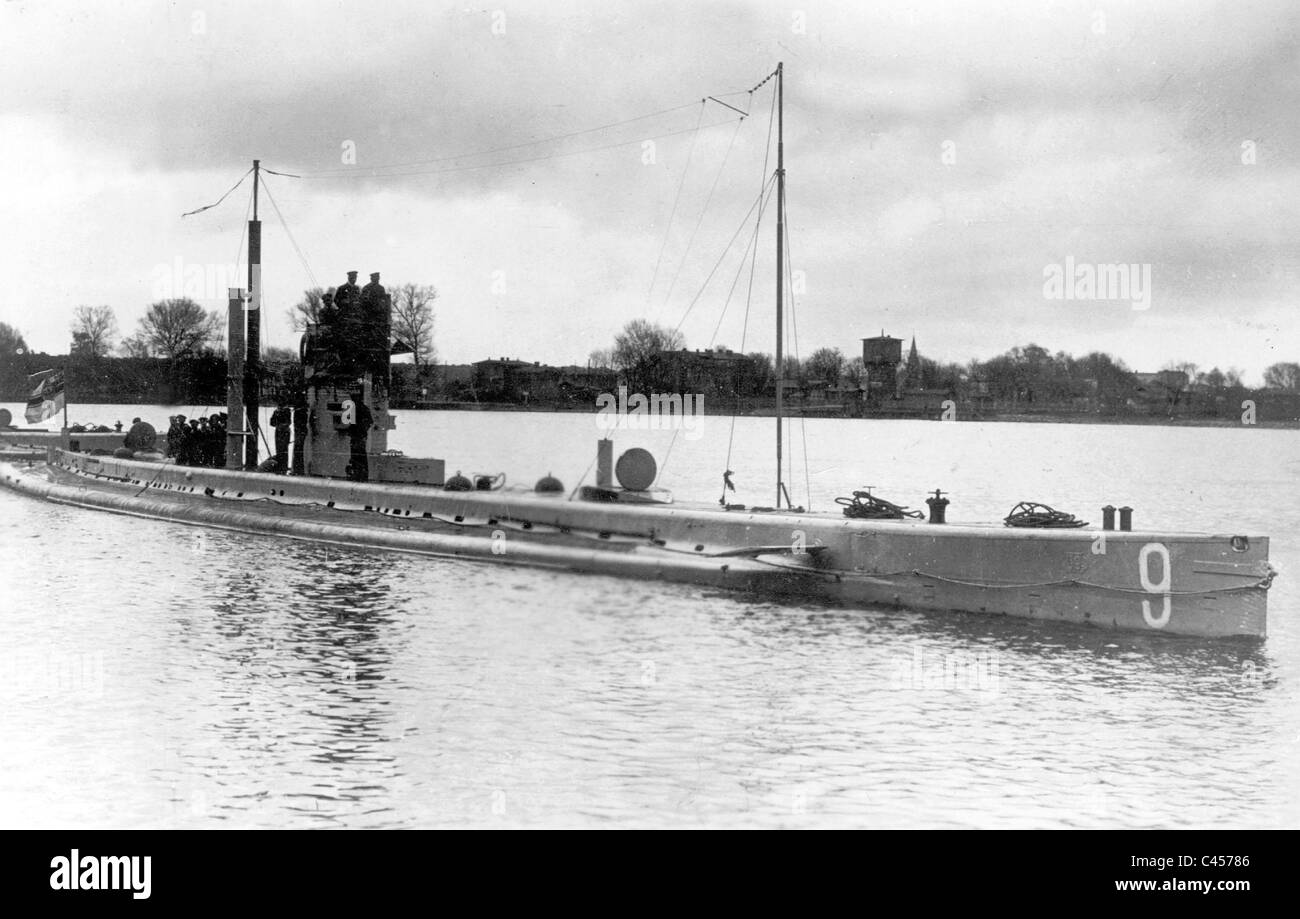 Sommergibile tedesco "U-9', 1914 Foto Stock