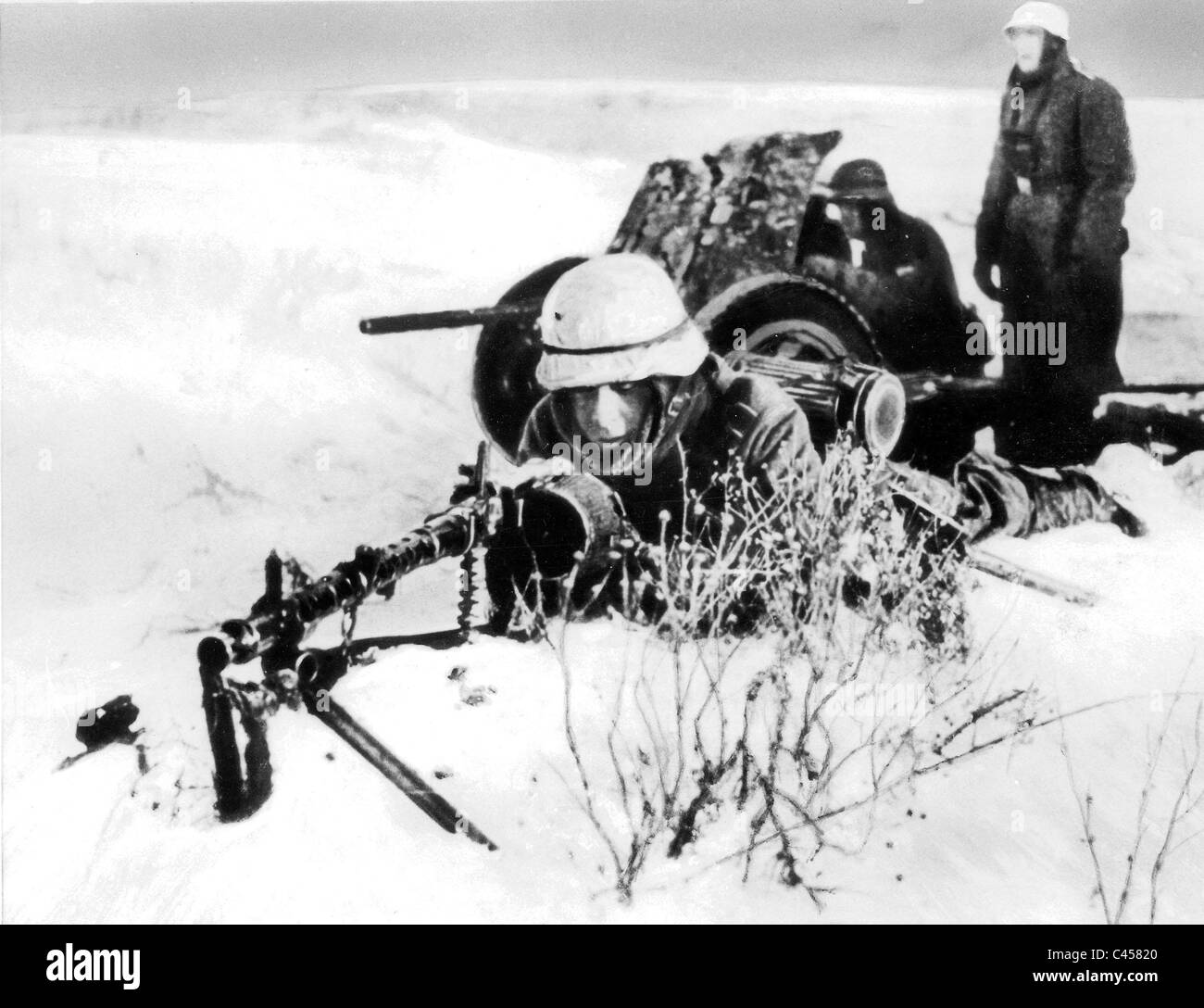 Il tedesco mitragliatrice e Pak in Russia 1941/42 Foto Stock