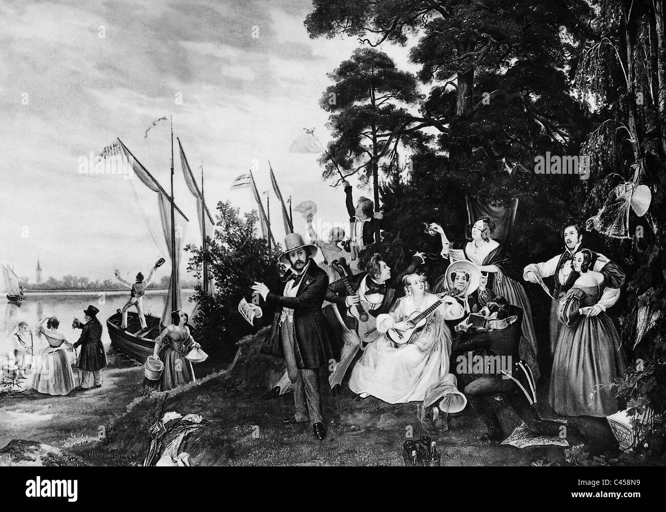 Alexander Schramm: Picnic in Biedermeier Foto Stock