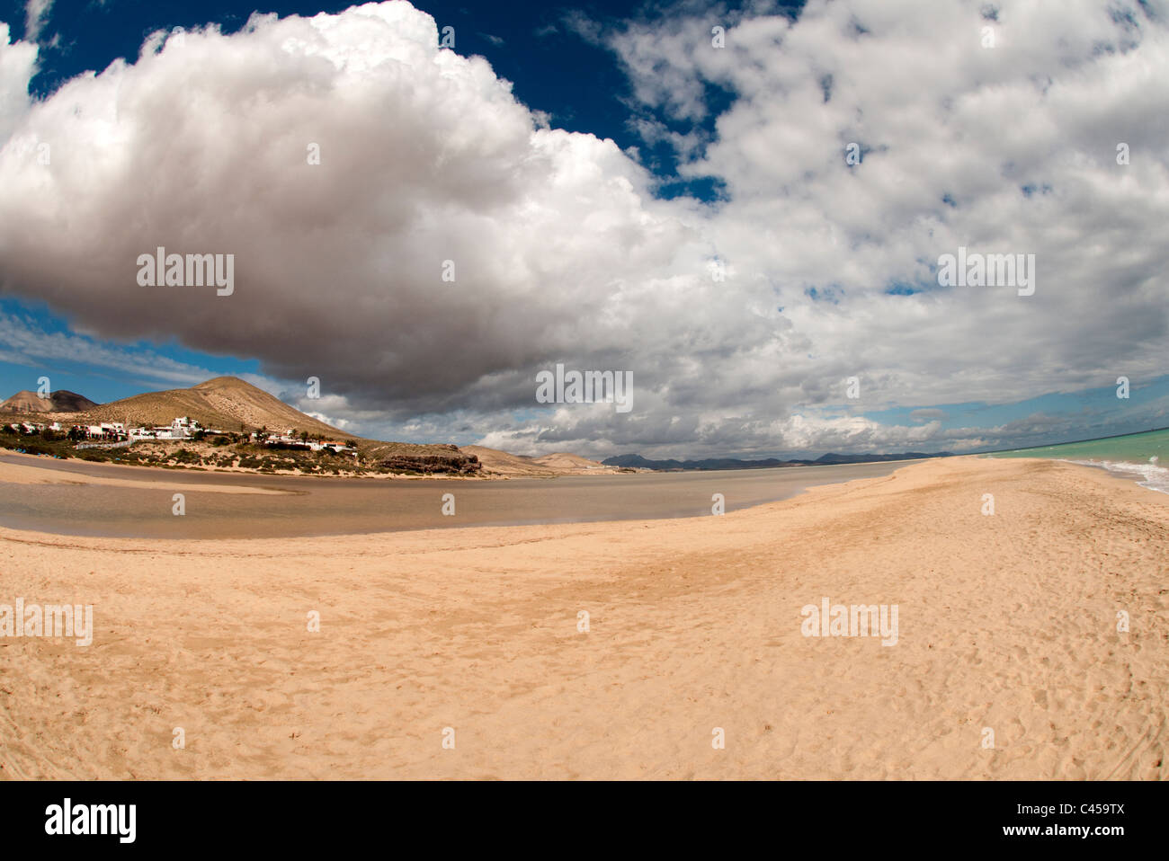 Spiaggia di sabbia fine e dorata Playas de Jandia Fuerteventura Isole Canarie Foto Stock