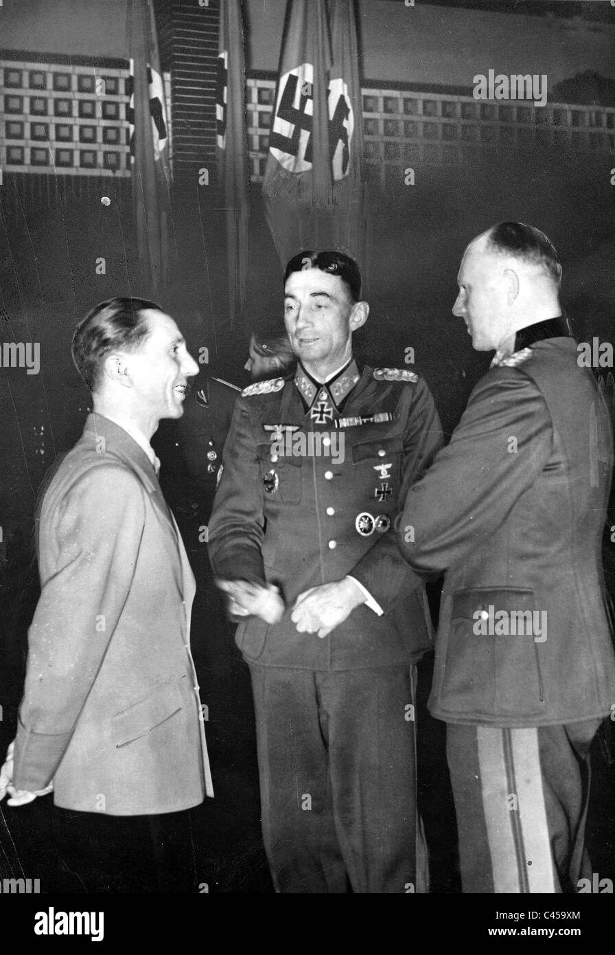 Goebbels, Dietl e Jodl Foto Stock