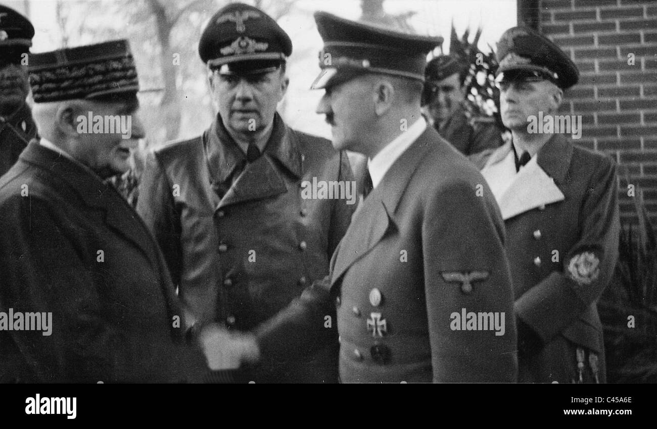 Hitler e Petain 1940 Foto Stock