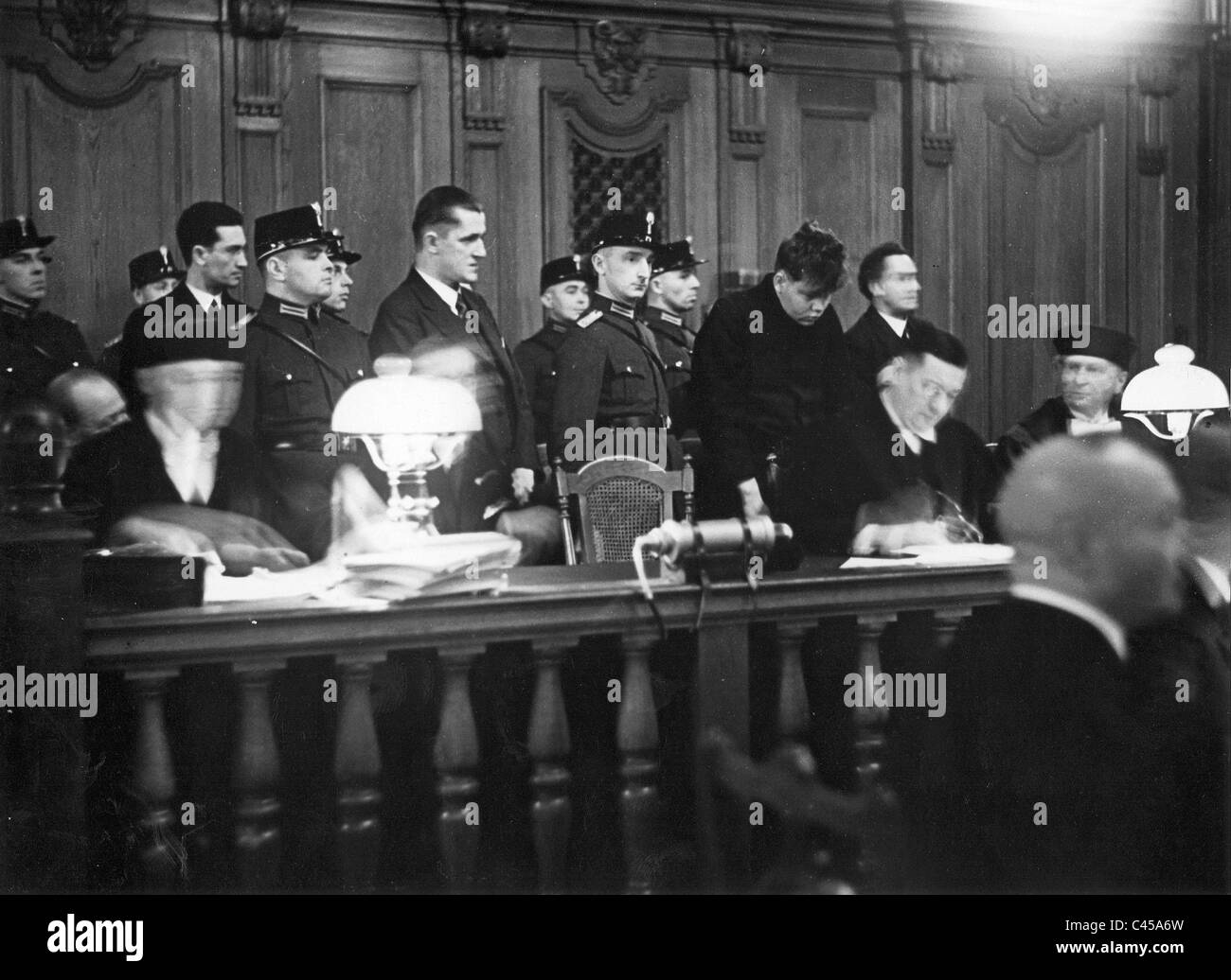 Accusato Torgler e Martinus van der Lubbe presso l'incendio del Reichstag trial, 1933 Foto Stock