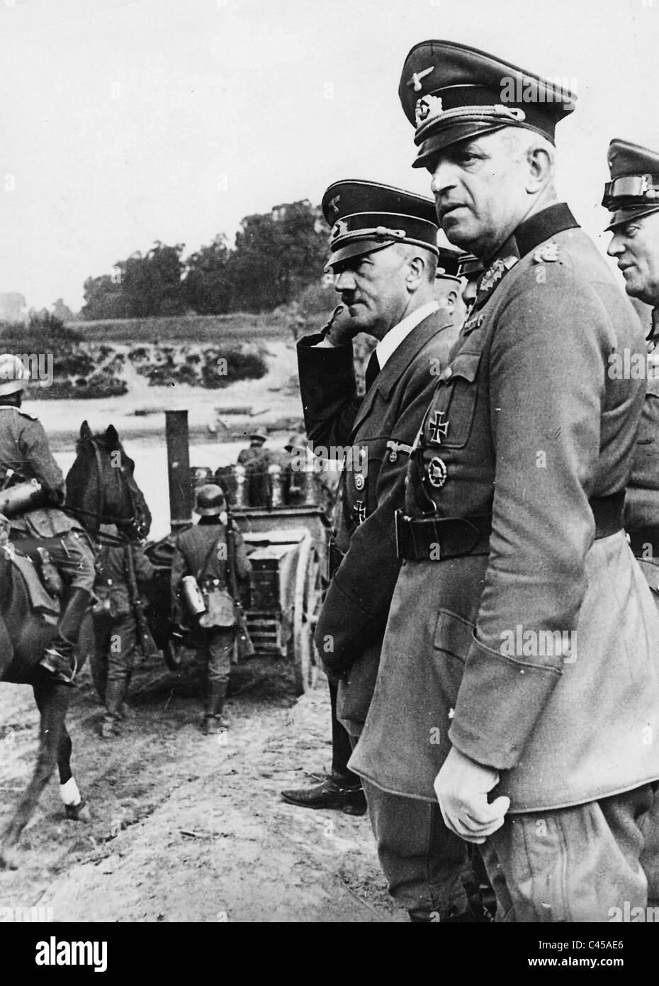 Hitler truppe in visita in Polonia, 1939 Foto Stock