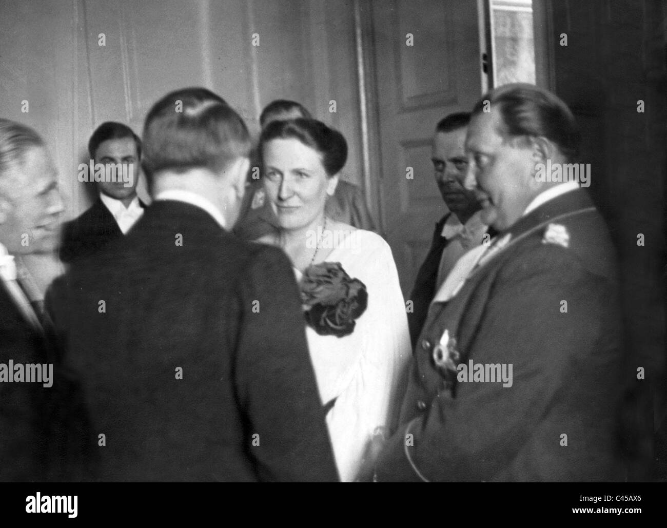 Adolf Hitler con Winifred Wagner e Hermann Goering, 1936 Foto Stock