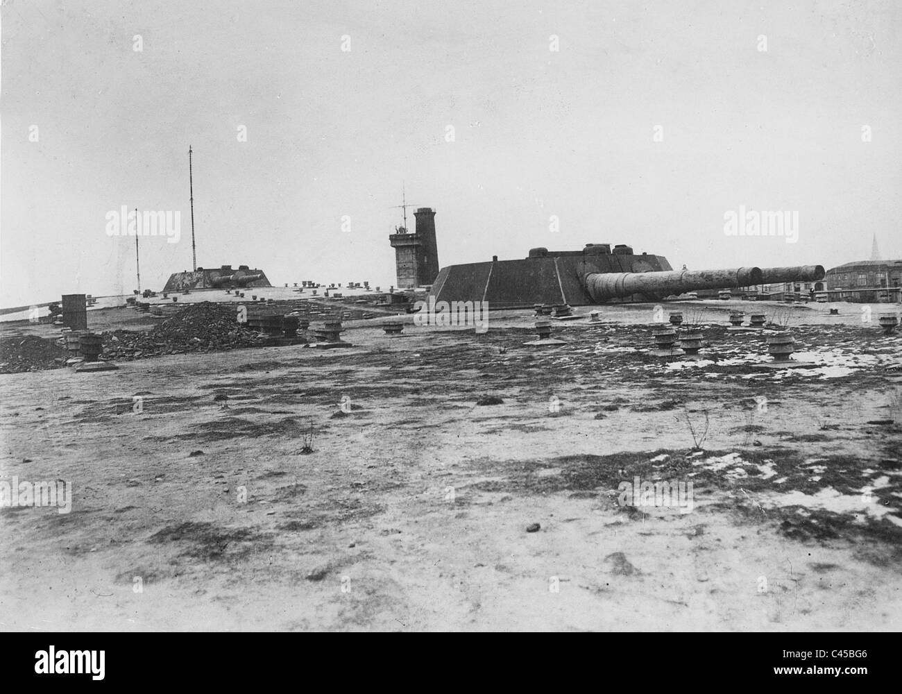 Artiglieria costiera sull isola di Helgoland, 1914 Foto Stock