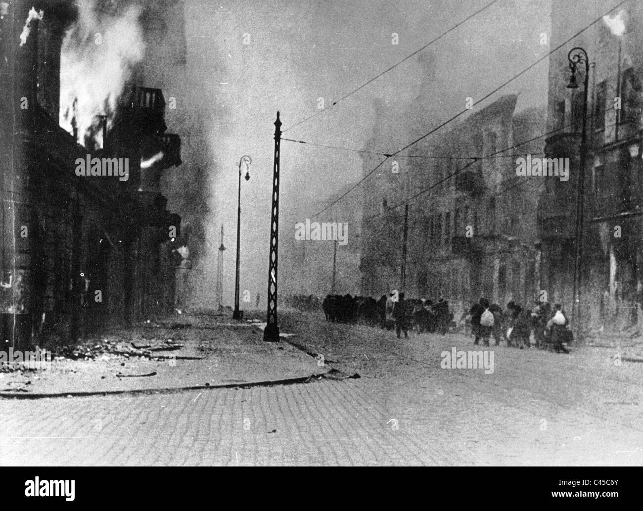 Sommossa nel ghetto di Varsavia, 1943 Foto Stock