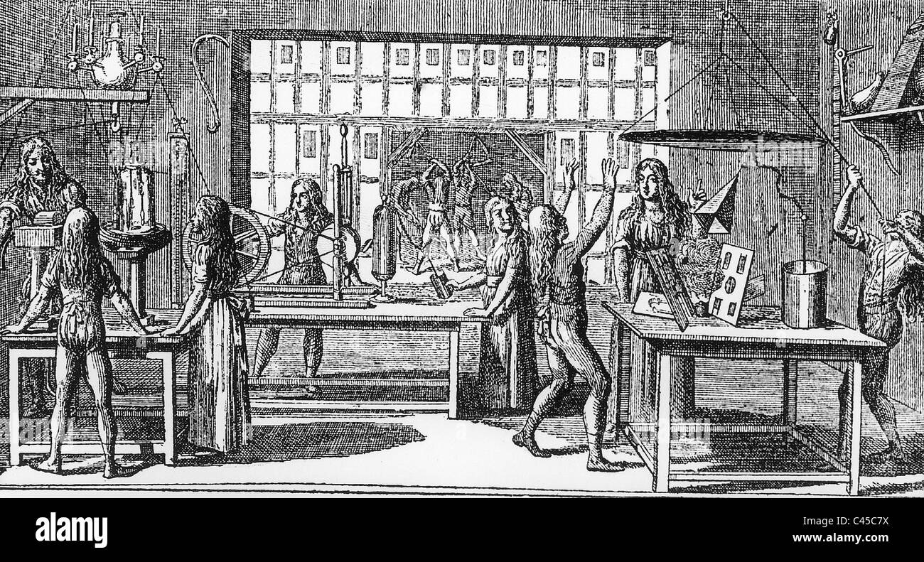 Lezione di fisica nel 1799 Foto Stock