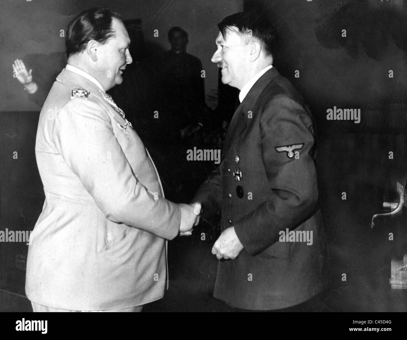 Adolf Hitler e Hermann Goering agitare le mani Foto Stock