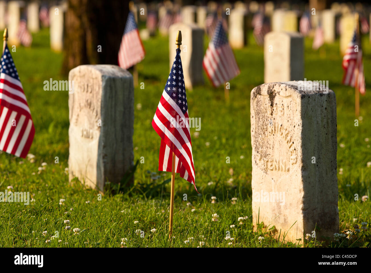 Il memorial day a pietre River National Battlefield e cimitero, Murfreesboro Tennessee USA Foto Stock