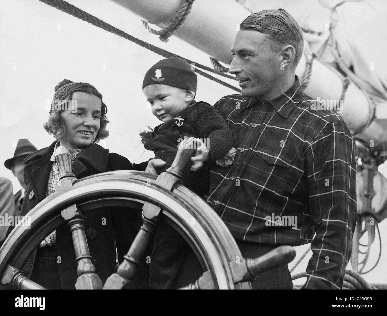 Con la nave a vela in un tour mondiale, 1938 Foto Stock