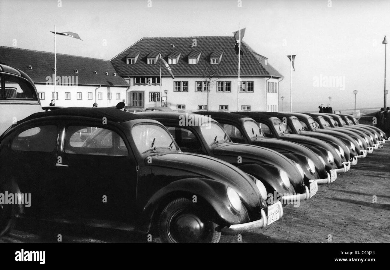 VW Beetle al resto fermata 'Magdeburg Boerde', 1939 Foto Stock