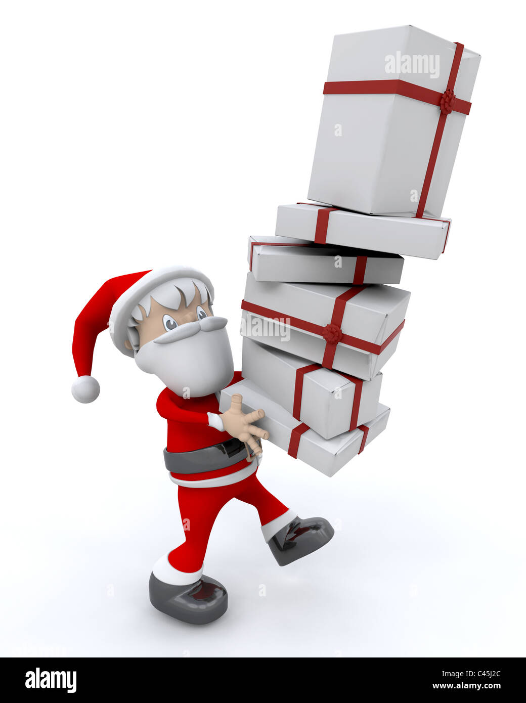 3D render di Babbo Natale e regali Foto Stock