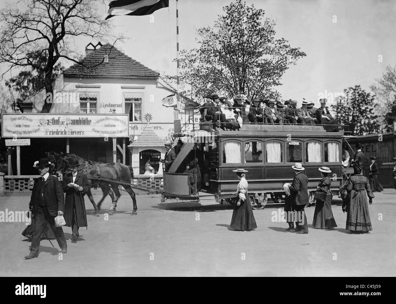 Cavallo il tram a Berlino Foto Stock