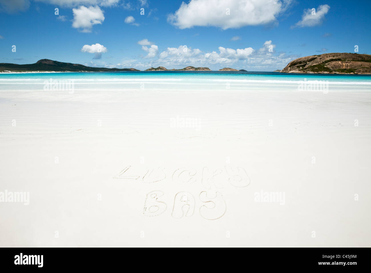 La sabbia bianca e le acque cristalline della Baia di fortuna. Cape Le Grand National Park, Esperance, Australia occidentale, Australia Foto Stock