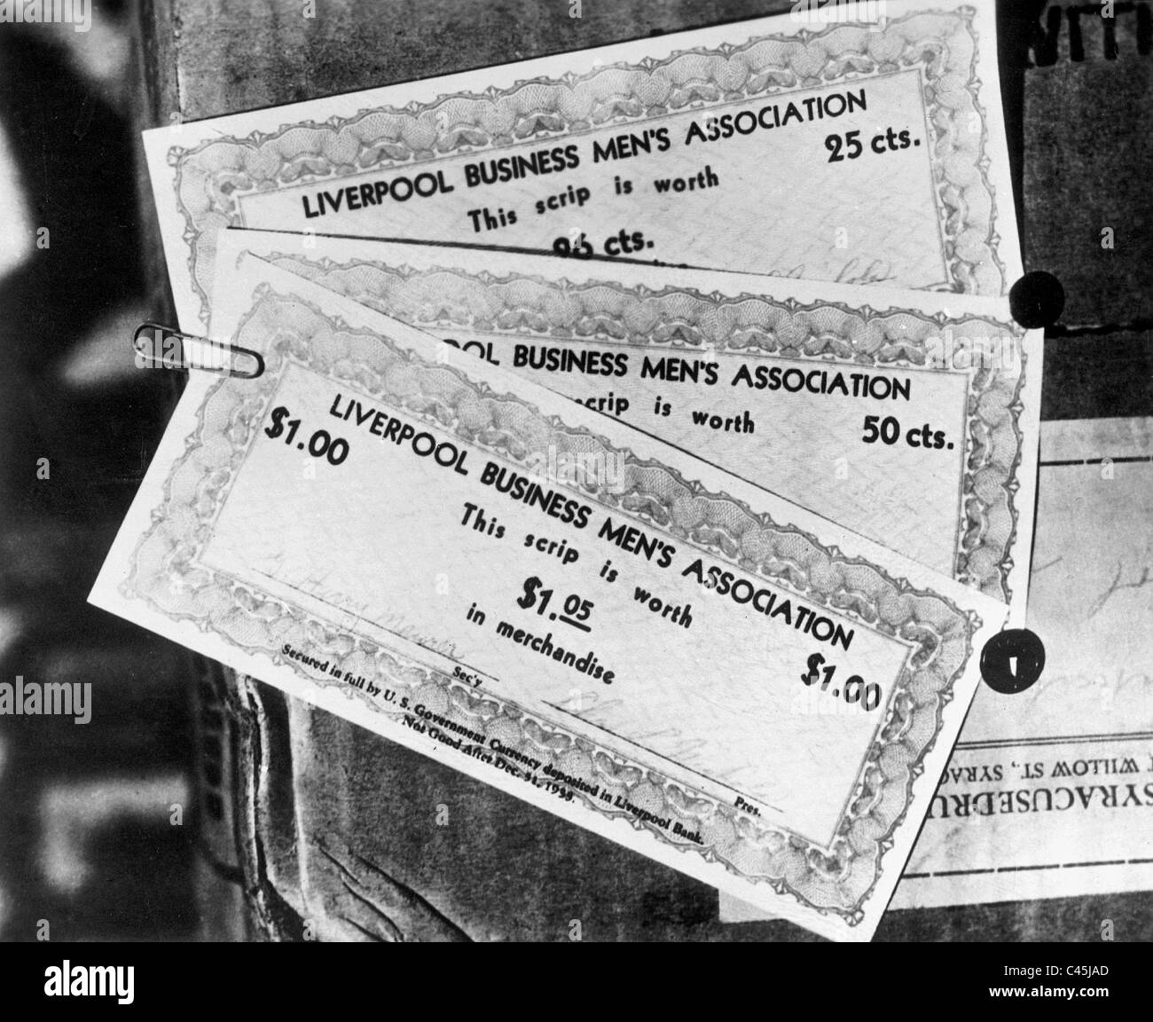 Il denaro di emergenza in America, 1930 Foto Stock