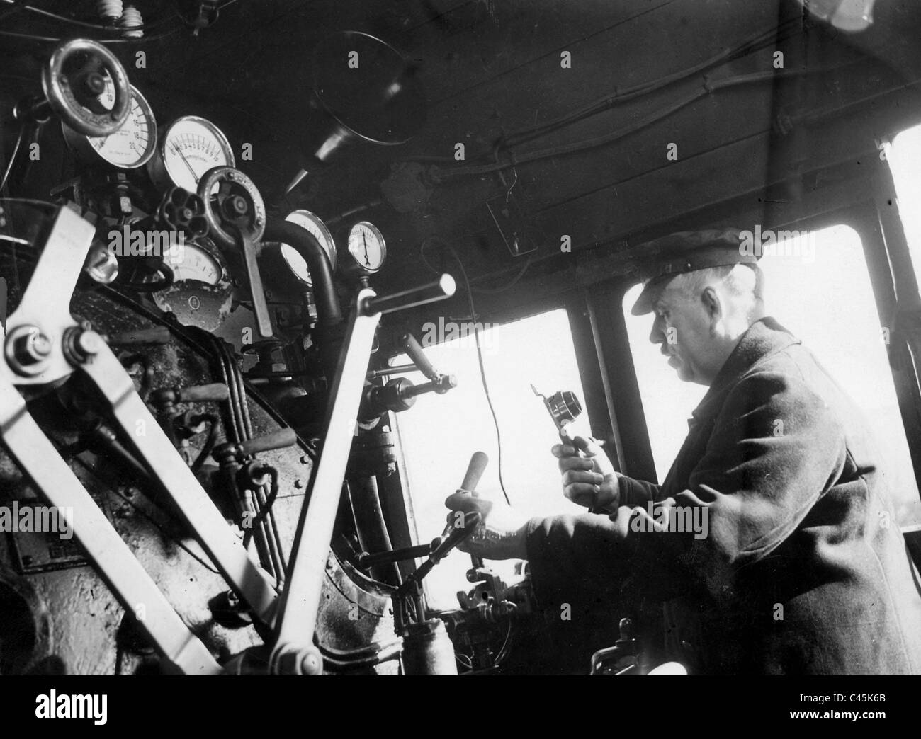 Ingegnere di locomotive della ferrovia di Reich, 1930 Foto Stock