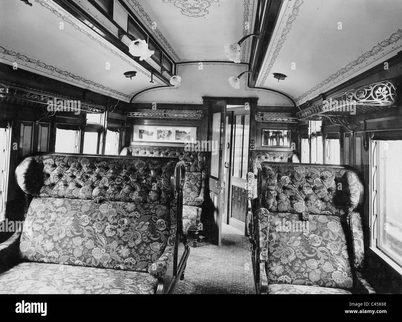 Famiglia dormire auto in inglese ferrovia Midland, 1905 Foto Stock