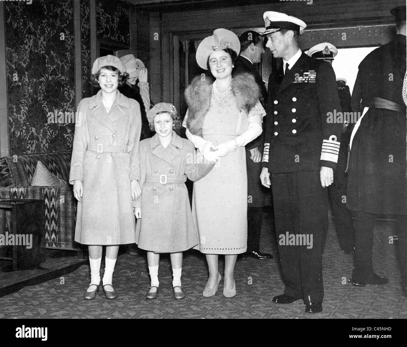 Famiglia Reale Britannica a bordo del 'Imperatrice di Gran Bretagna', 1939 Foto Stock