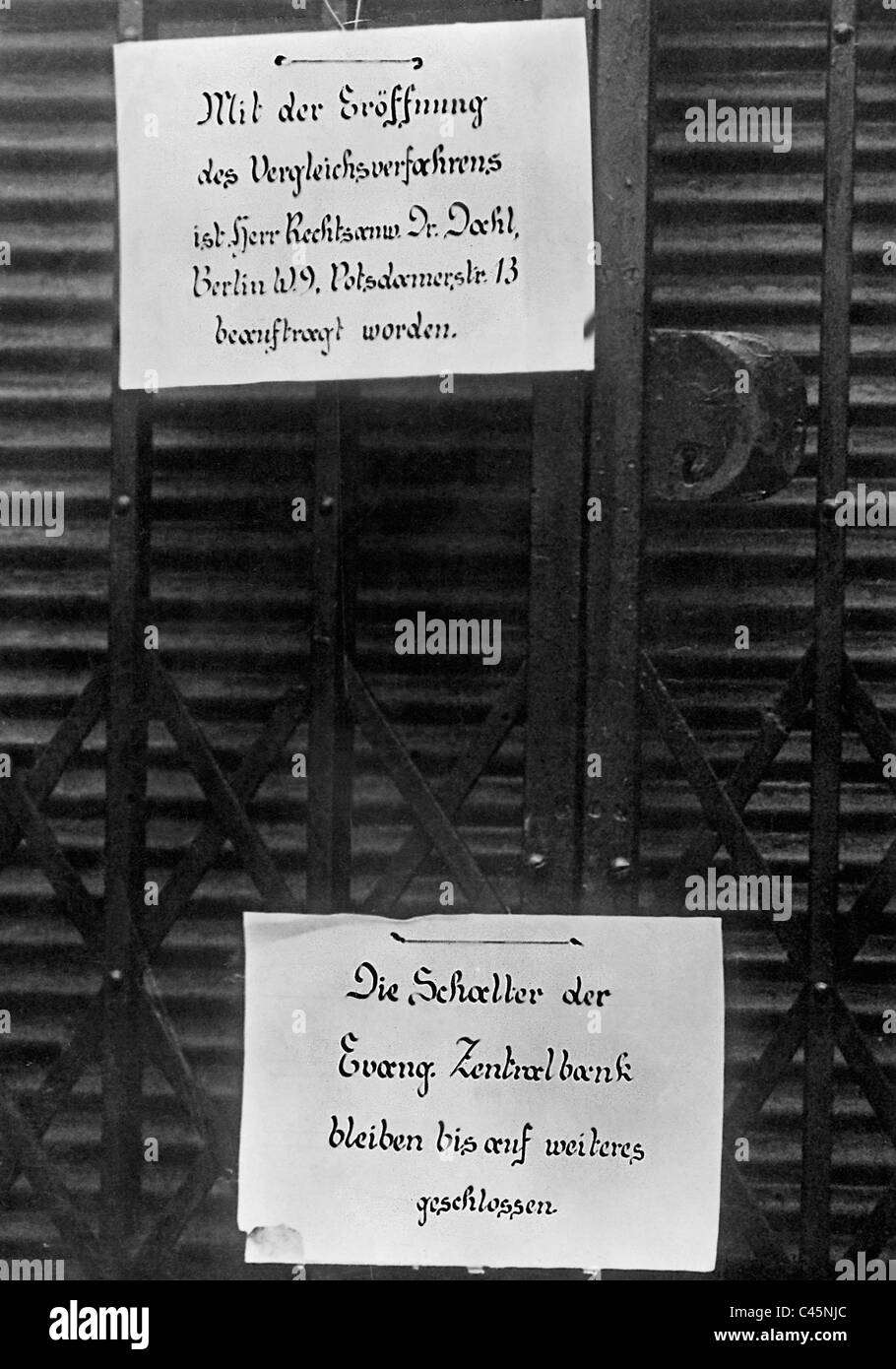 Ramo chiuso della evangelica della Banca centrale di Berlino, 1931 Foto Stock