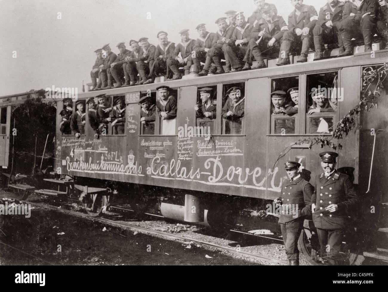 Trasporto di truppe di marinai, 1914 Foto Stock