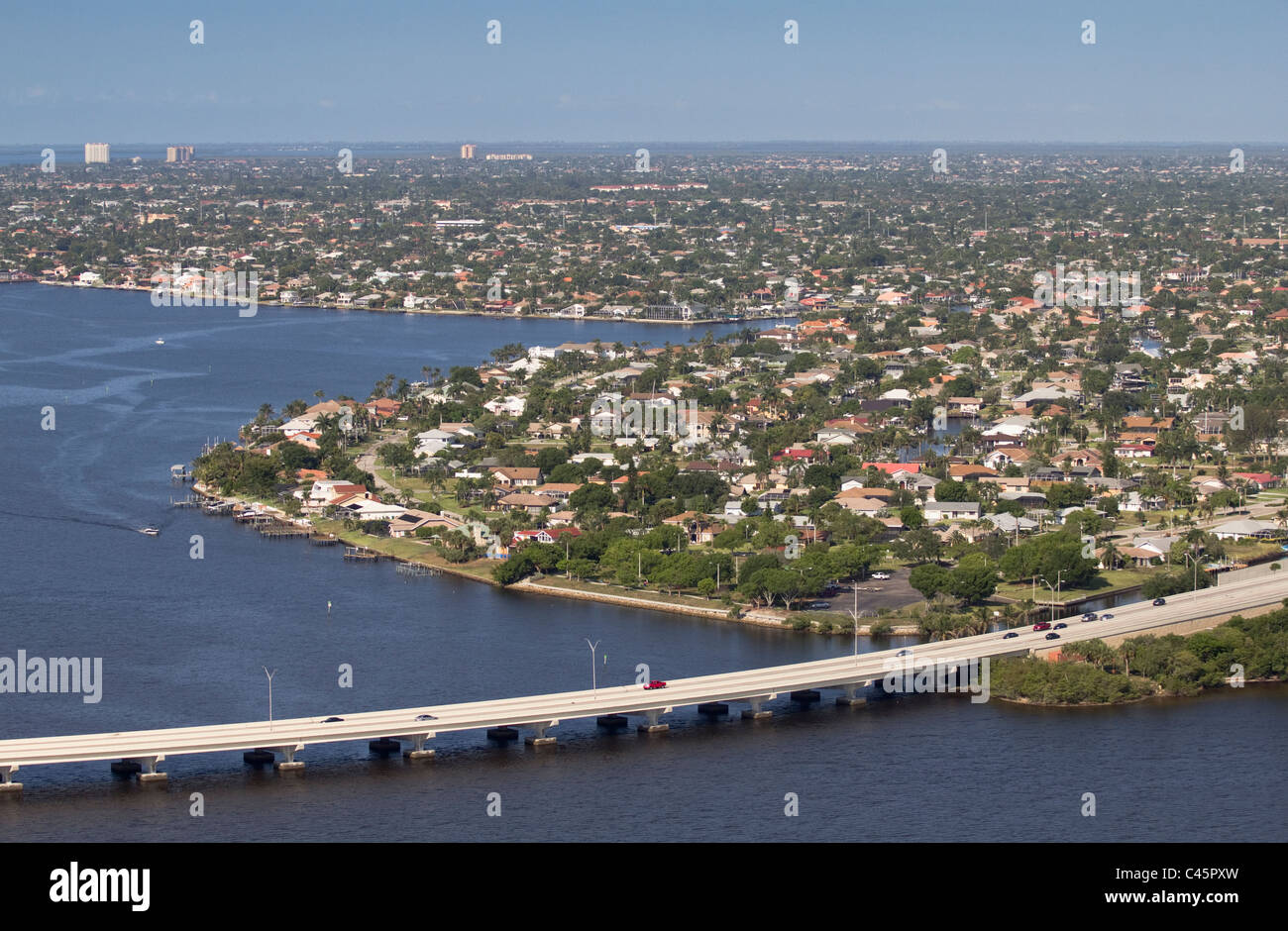 Cape Coral Florida lungo il Fiume Caloosahatchee Foto Stock