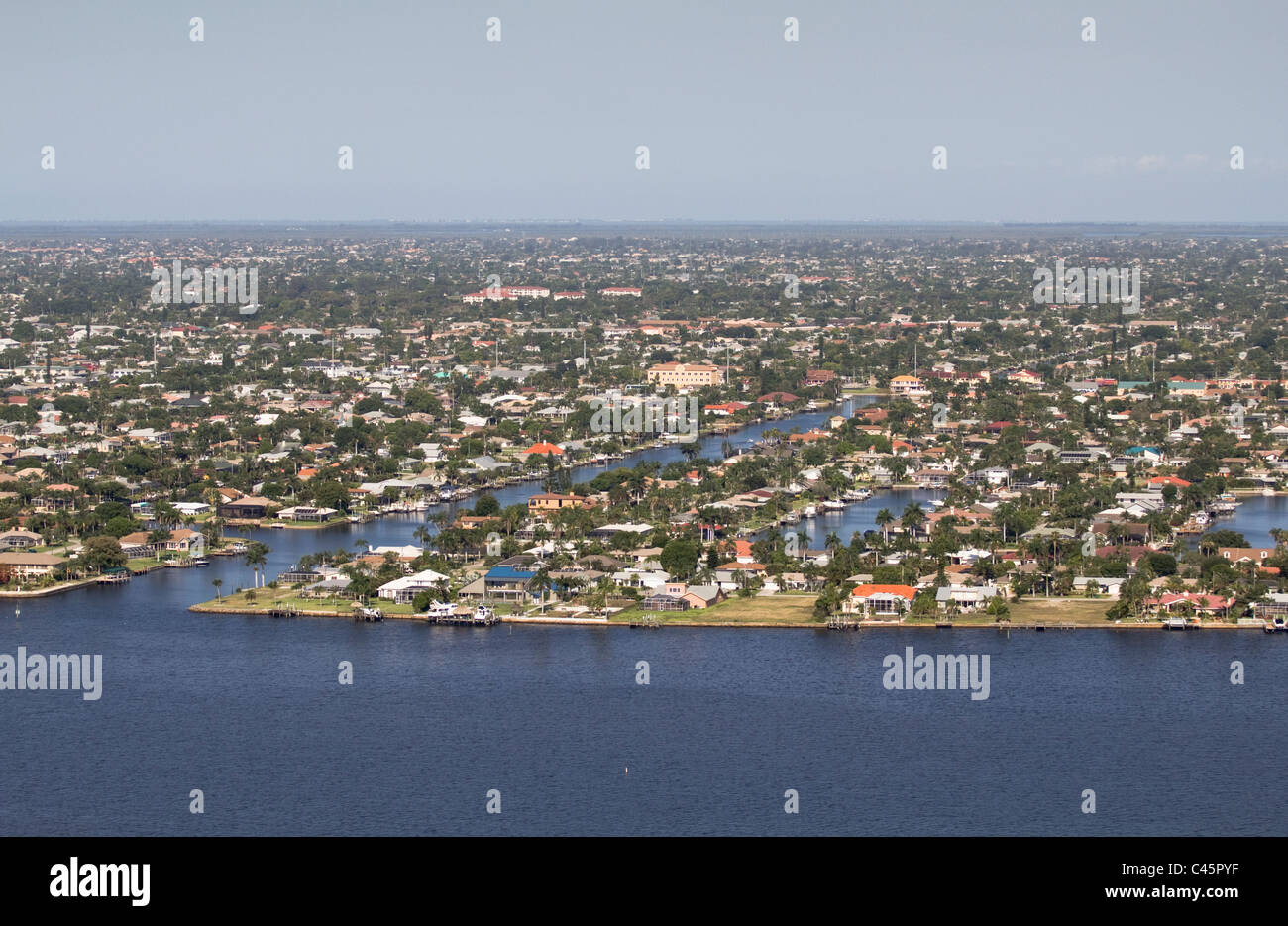 Cape Coral Florida lungo il Fiume Caloosahatchee Foto Stock