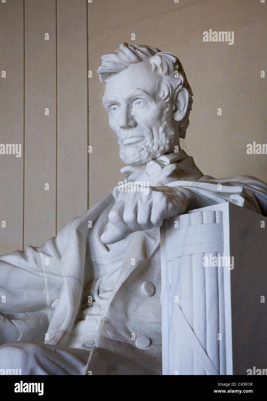 Primo piano di Abraham Lincoln statua - Washington DC, Stati Uniti d'America Foto Stock