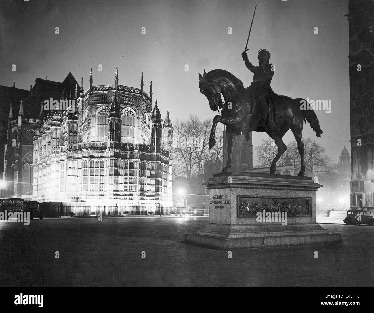 Enrico VII Cappella presso l Abbazia di Westminster a Londra di notte, 1935 Foto Stock