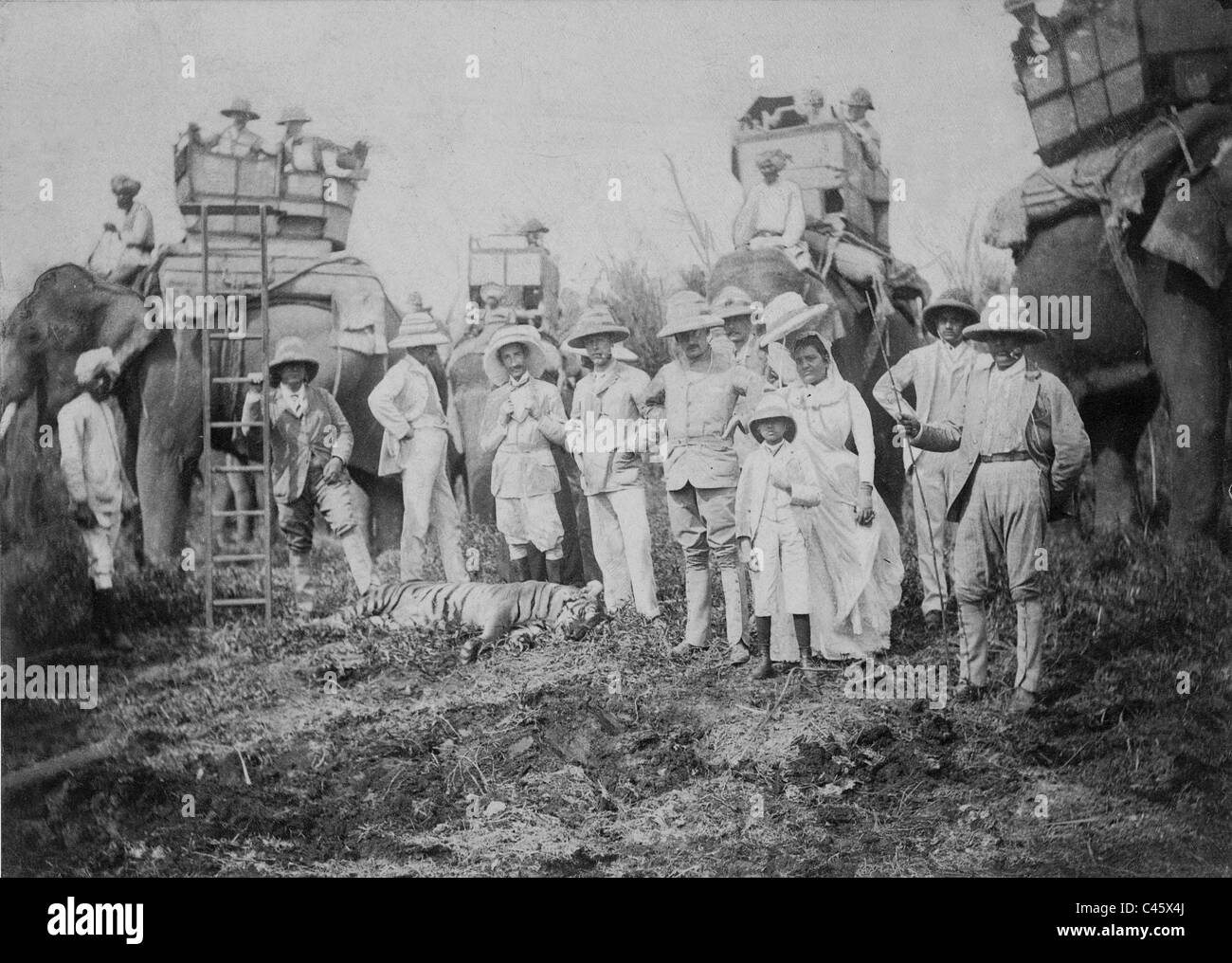 Caccia britannico partito in India, 1905 Foto Stock