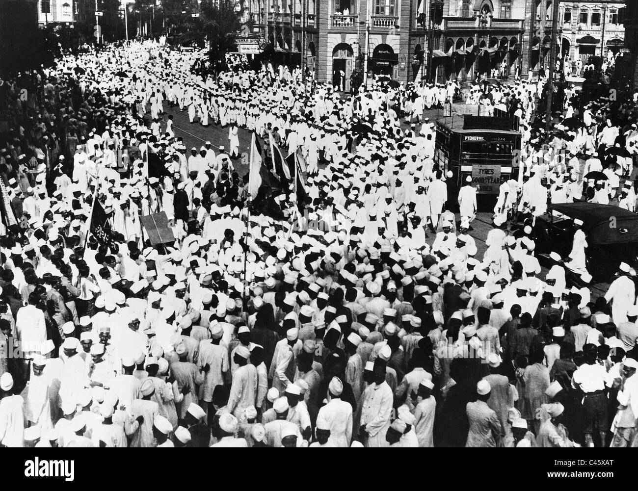 Dimostrazione per il Mahatma Gandhi, 1930 Foto Stock