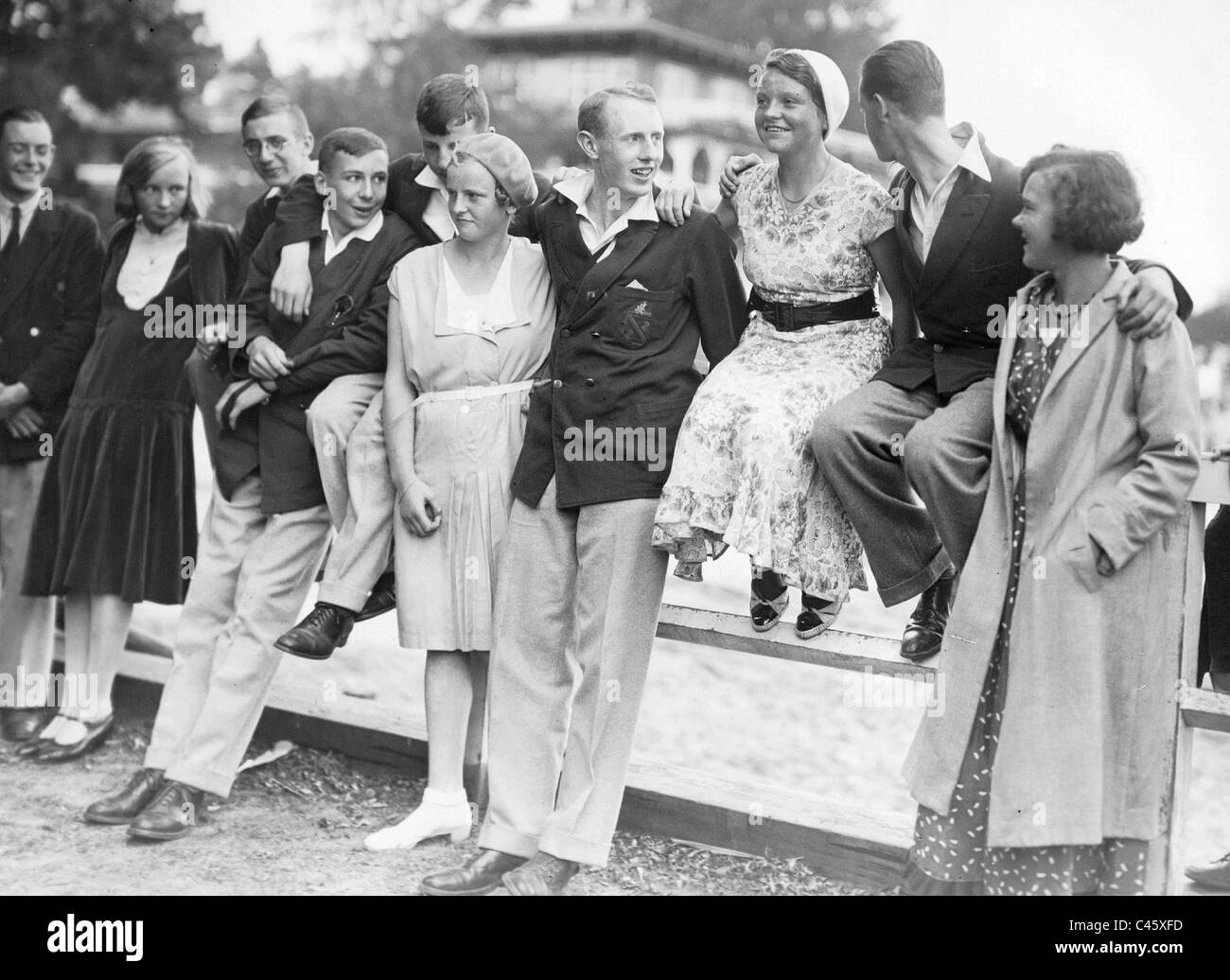 Tedesco e Inglese gli studenti in gita a Berlino, 1931 Foto Stock