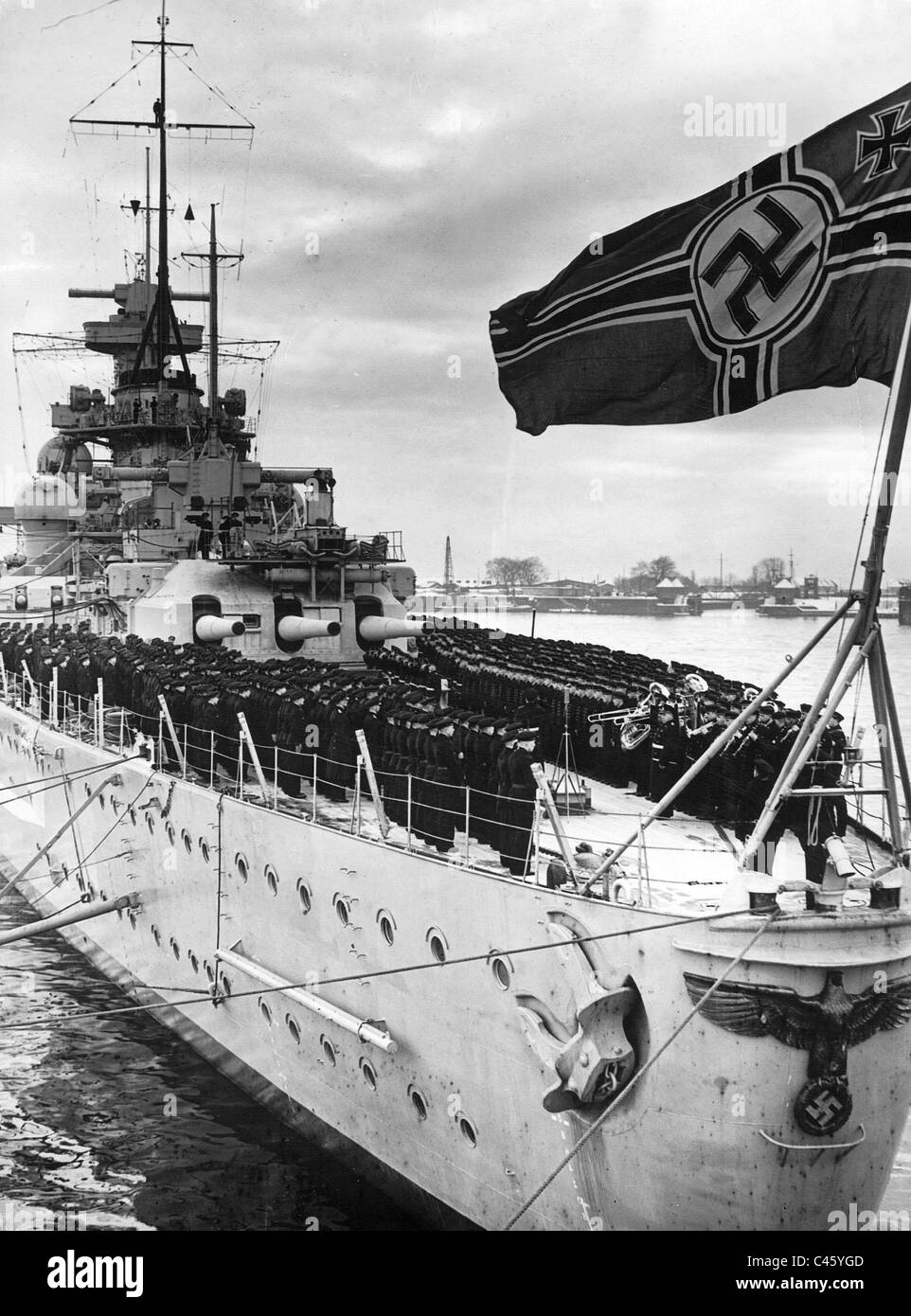 La messa in funzione della corazzata "charnhorst' in Wilhelmshaven, 1939 Foto Stock