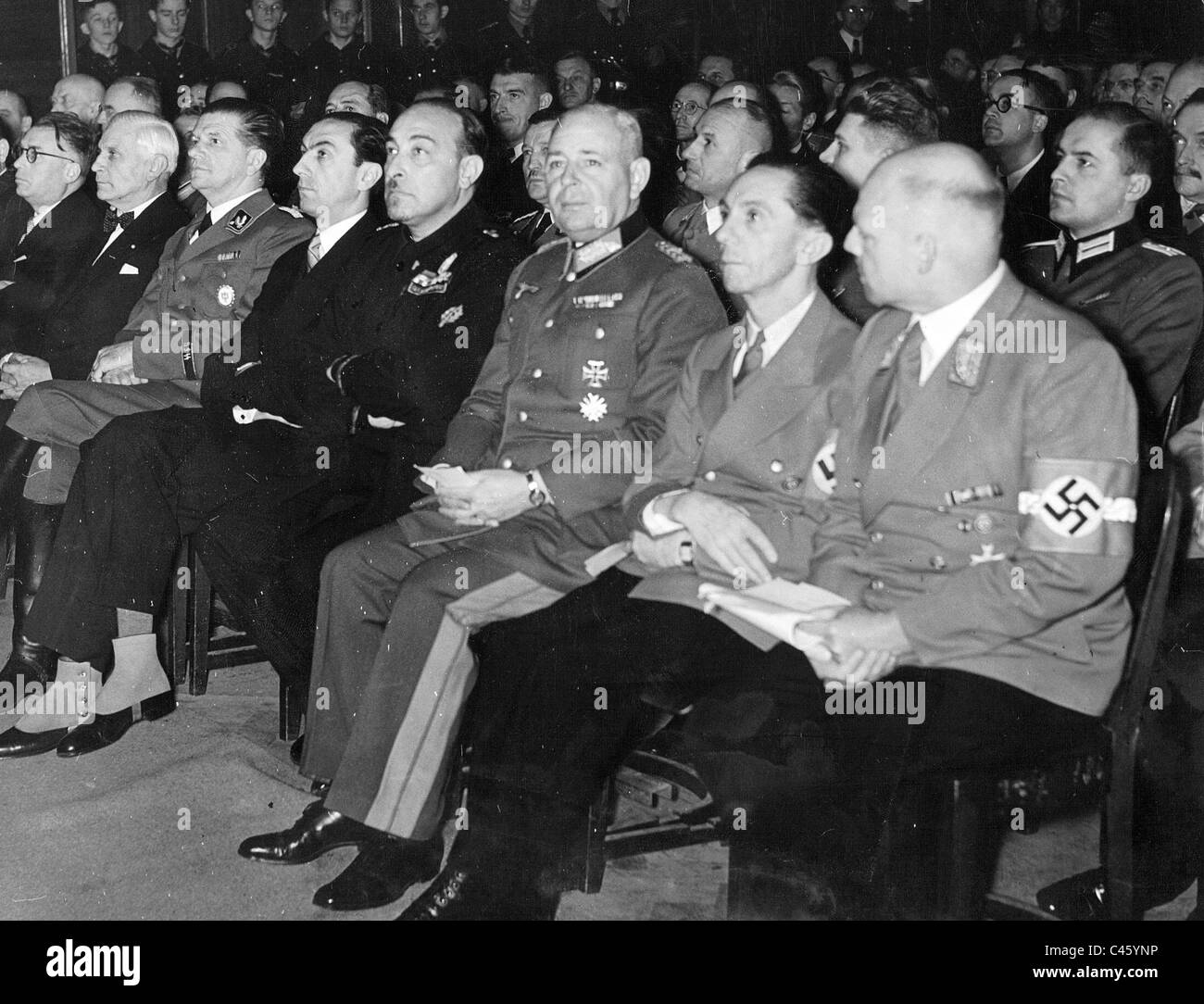 Fritz Saukel, Joseph Goebbels, Reinecke, acito, Herescu al poeta la riunione di Weimar, 1941 Foto Stock