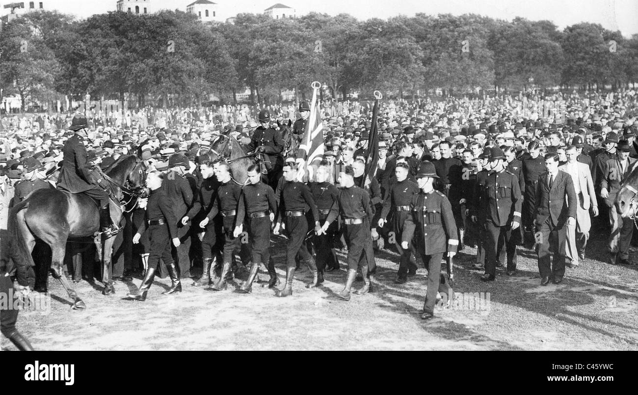 Dimostrazione dell'Unione Britannica dei Fascisti in Hyde Park, 1934 Foto Stock