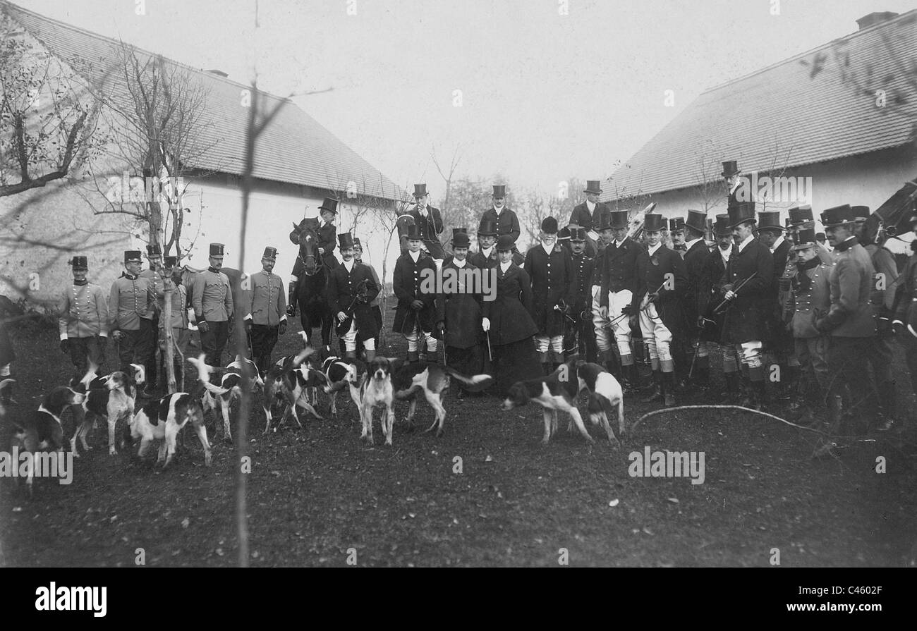 Festa di caccia in Austria-ungheria, 1908 Foto Stock