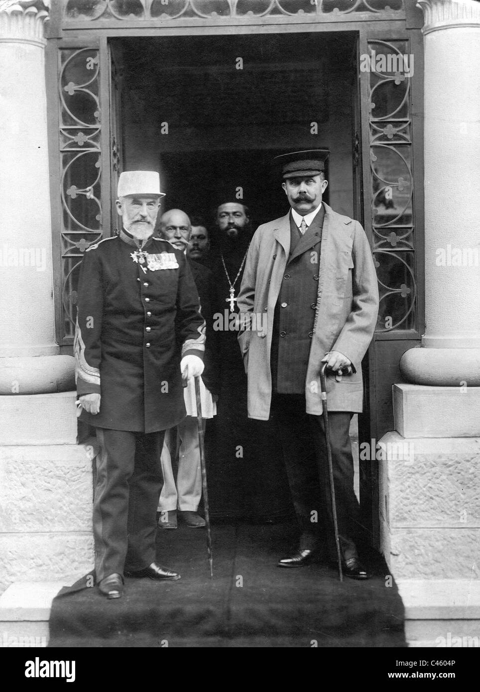 Arciduca Francesco Ferdinando con il rumeno re Carol I, 1909 Foto Stock