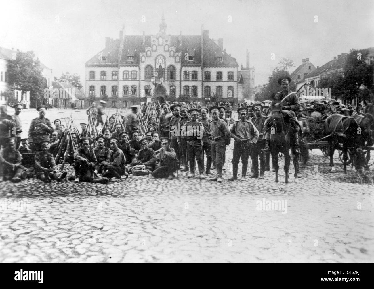 Soldati russi sulla piazza del mercato di Johannesburg, 1914 Foto Stock