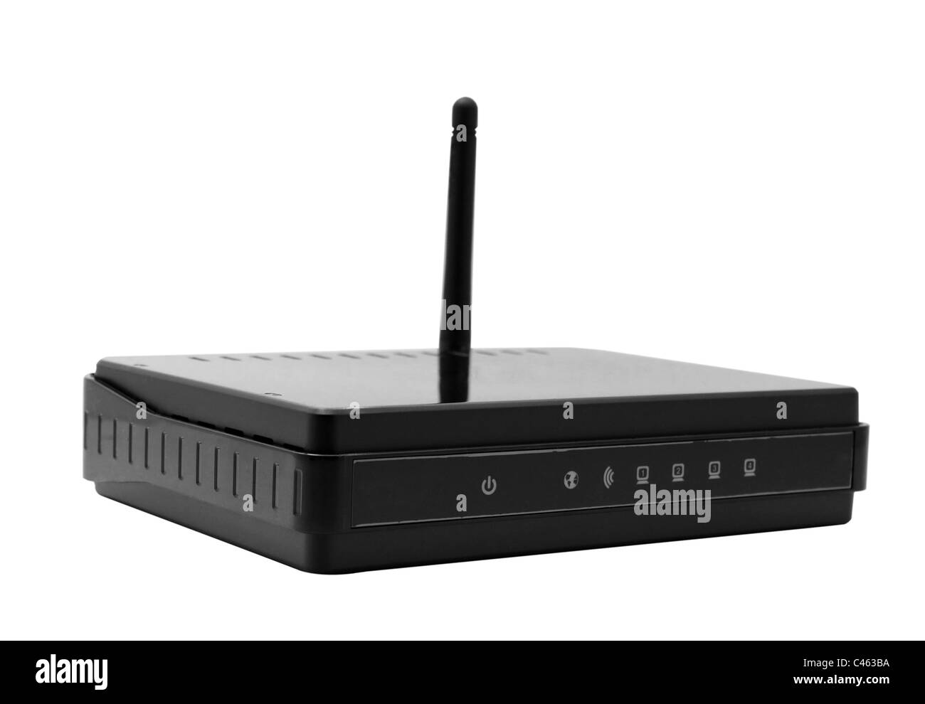 Router wireless isolato su bianco Foto Stock