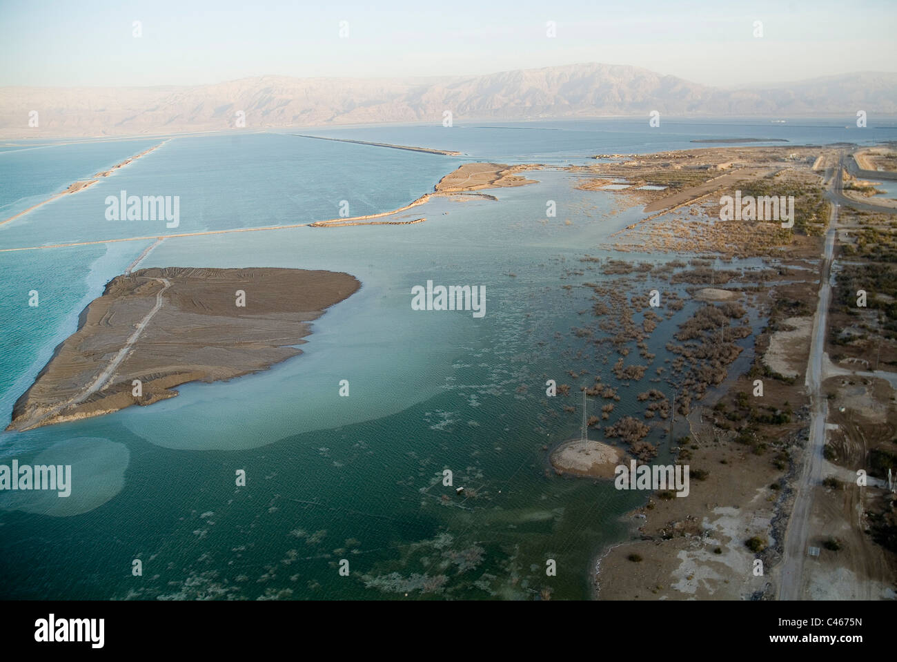 Fotografia aerea del bacino meridionale del Mar Morto Foto Stock