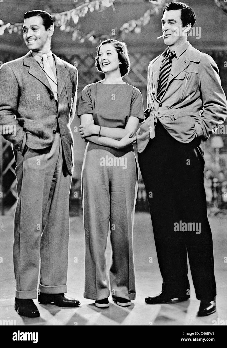 Clark Gable, Myrna Loy e Walter Pidgeon, 1935 Foto Stock